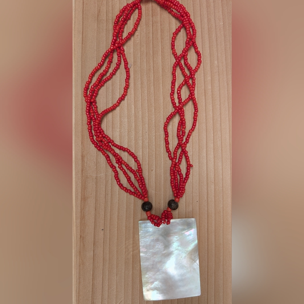 Abalone And Red Head Necklace